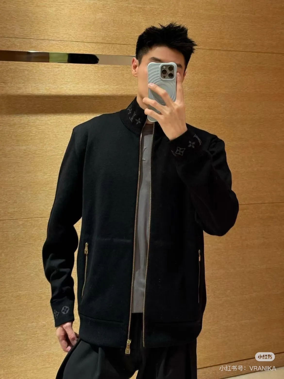 Louis Vuitton/Louis Vuitton jacquard threaded wool zipper jacket